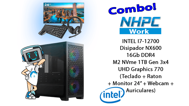Combo! Pc NHPC Work Gamma v2 Intel Core I7-12700 / 16GB / 1TB
